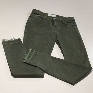 CURRENT/ELLIOTT 25 The Stiletto Jeans Released Hem in Forest Night Green